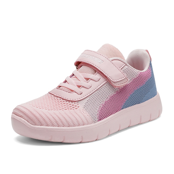 [EZ-Ons MagicZips] Boys Girls Tennis Running Shoes - PINK GREY BLUE -  0